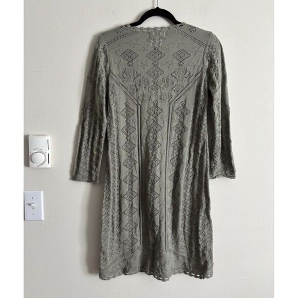 Anthropologie Odd Molly Medium Crochet Lace Lined Dress Green‎ Boho Grunge - Picture 6 of 6